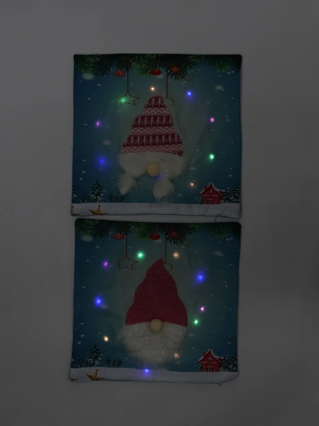 Голубой новогодняя наволочка со светодиодной подсветкой "Merry Christmas"