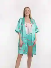 Женский комплект: халат, майка и шорты