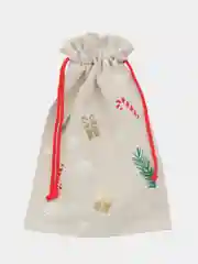 Кремовый мешок подарочный новогодний, с завязками