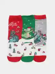 Салатовый носки новогодние в стальной коробке, 3 пары
