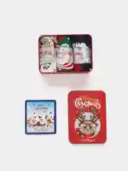Приглушённый хаки носки новогодние в стальной коробке, 3 пары