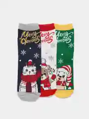 Приглушённый хаки носки новогодние в стальной коробке, 3 пары