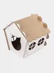 Домик-лежак для кошки, с когтеточкой, из гофрокартона