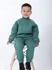 Тёмно-зелёный костюм спортивный, детский, на флисе