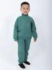 Тёмно-зелёный костюм спортивный, детский, на флисе