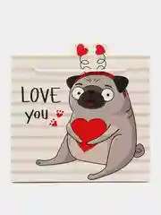 Пакет подарочный Love you, 25 х 26 х 10 см