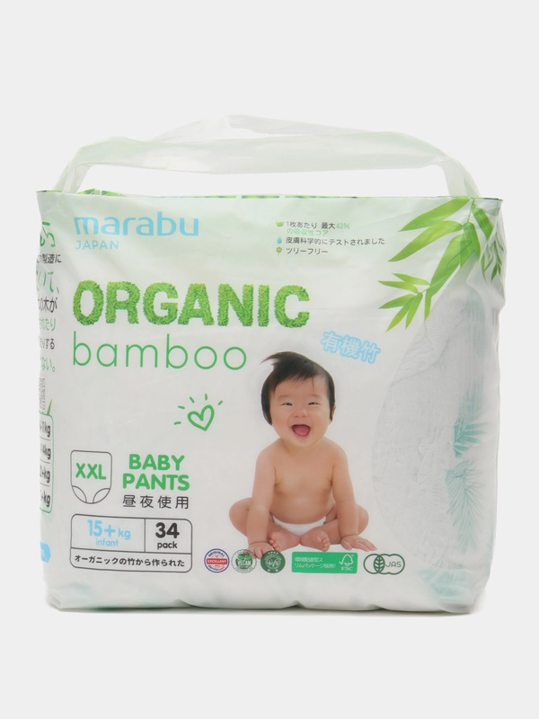 Трусики-подгузники Marabu Organic Bamboo XXL, 15+ кг, 34 штуки