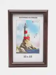 Тёмно-коричневый фоторамка со стеклом, 10 x 15, А6, пластиковая