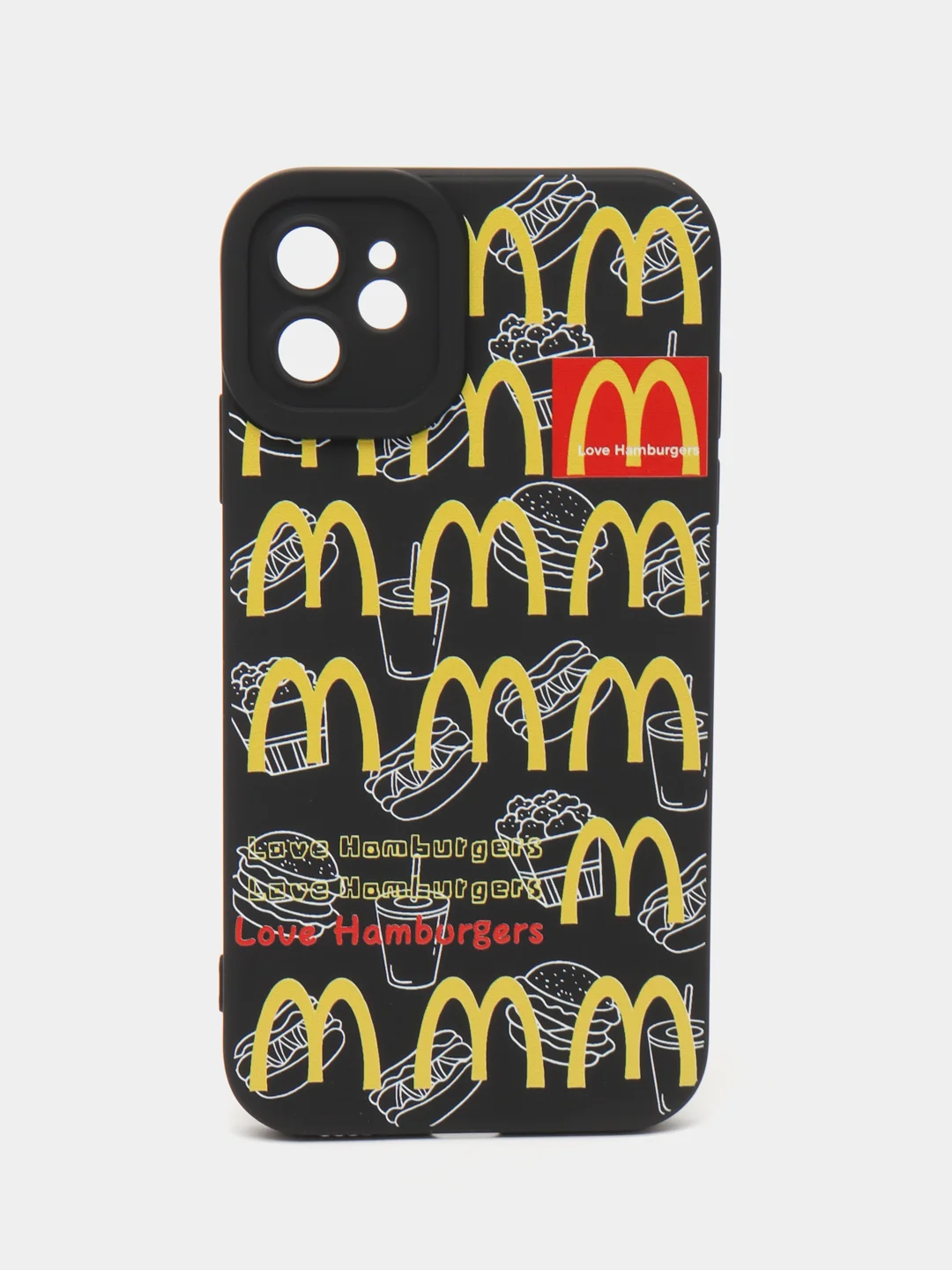 Черный чехол на Айфон 11, "Макдональдс", 3 цвета, McDonalds
