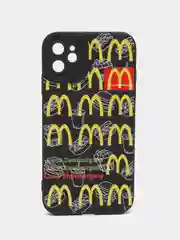 Черный чехол на Айфон 11, "Макдональдс", 3 цвета, McDonalds