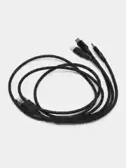 Черный зарядный кабель USB 3 в 1 с оплеткой, с поддержкой быстрой зарядки