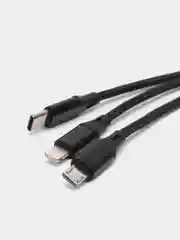 Синий зарядный кабель USB 3 в 1 с оплеткой, с поддержкой быстрой зарядки