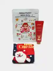 Лазурный подарочный набор косметики с новогодними носками,бьюти бокс,подарок на новый год
