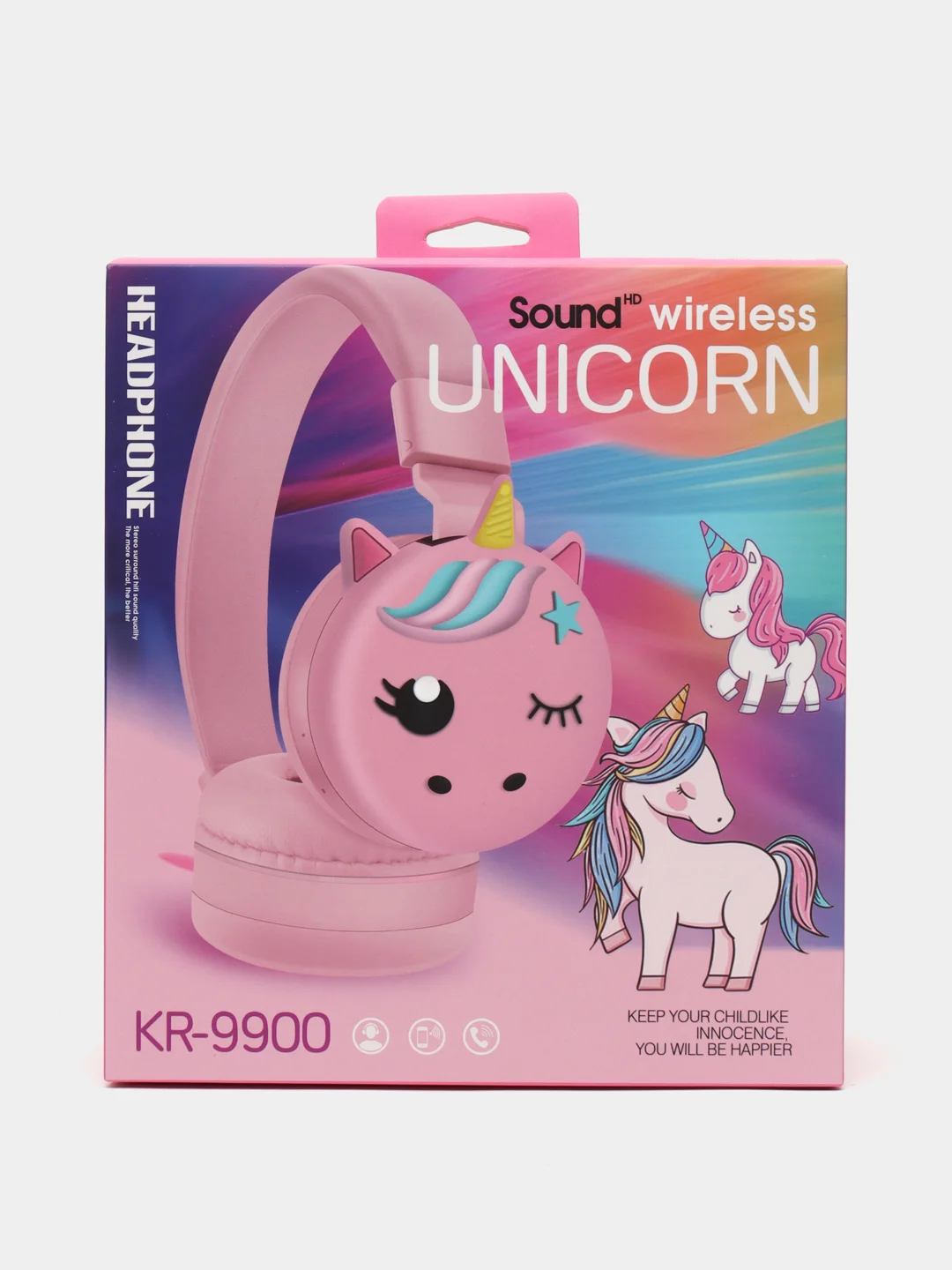 Конфетный наушники беспроводные KR-9900, с ушками, детские