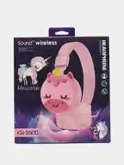 Розовый наушники беспроводные KR-9900, с ушками, детские