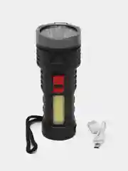 Фонарь ручной, аккумуляторный, 1.5 и 3 Вт, 1200 мАч, USB, COB, 4 режима