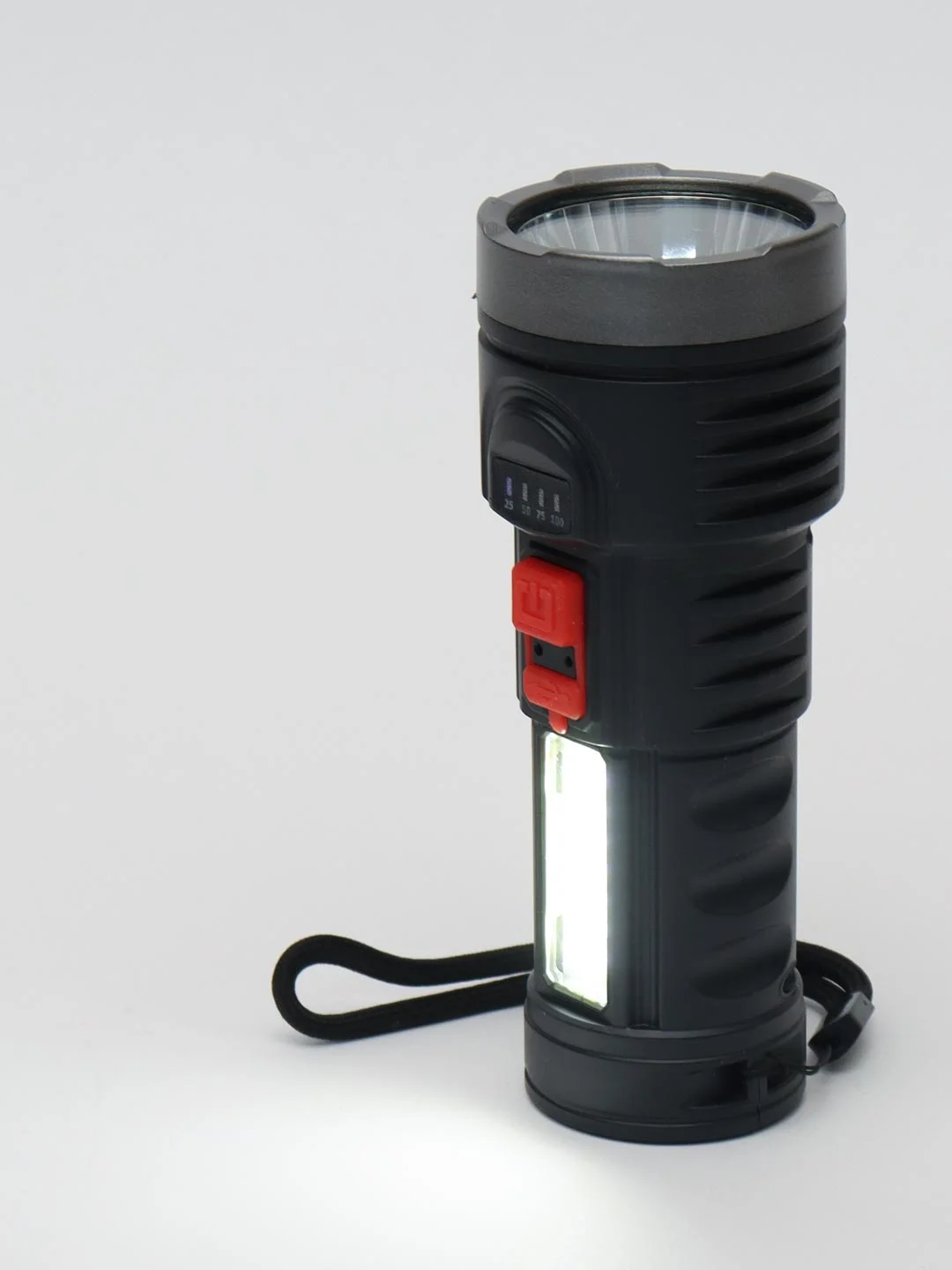 Фонарь ручной, аккумуляторный, 1.5 и 3 Вт, 1200 мАч, USB, COB, 4 режима
