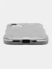Рельефный чехол для iPhone 11, 12, 12 Pro, 13, 13 Pro, 14, 14 Pro, серебристый, мягкий