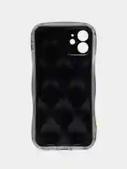 Рельефный чехол для iPhone 11, 12, 12 Pro, 13, 13 Pro, 14, 14 Pro, серебристый, мягкий