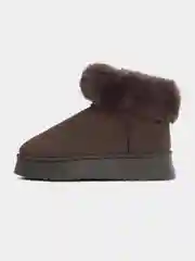 Черный угги женские на платформе, короткие, с мехом