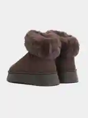 Черный угги женские на платформе, короткие, с мехом