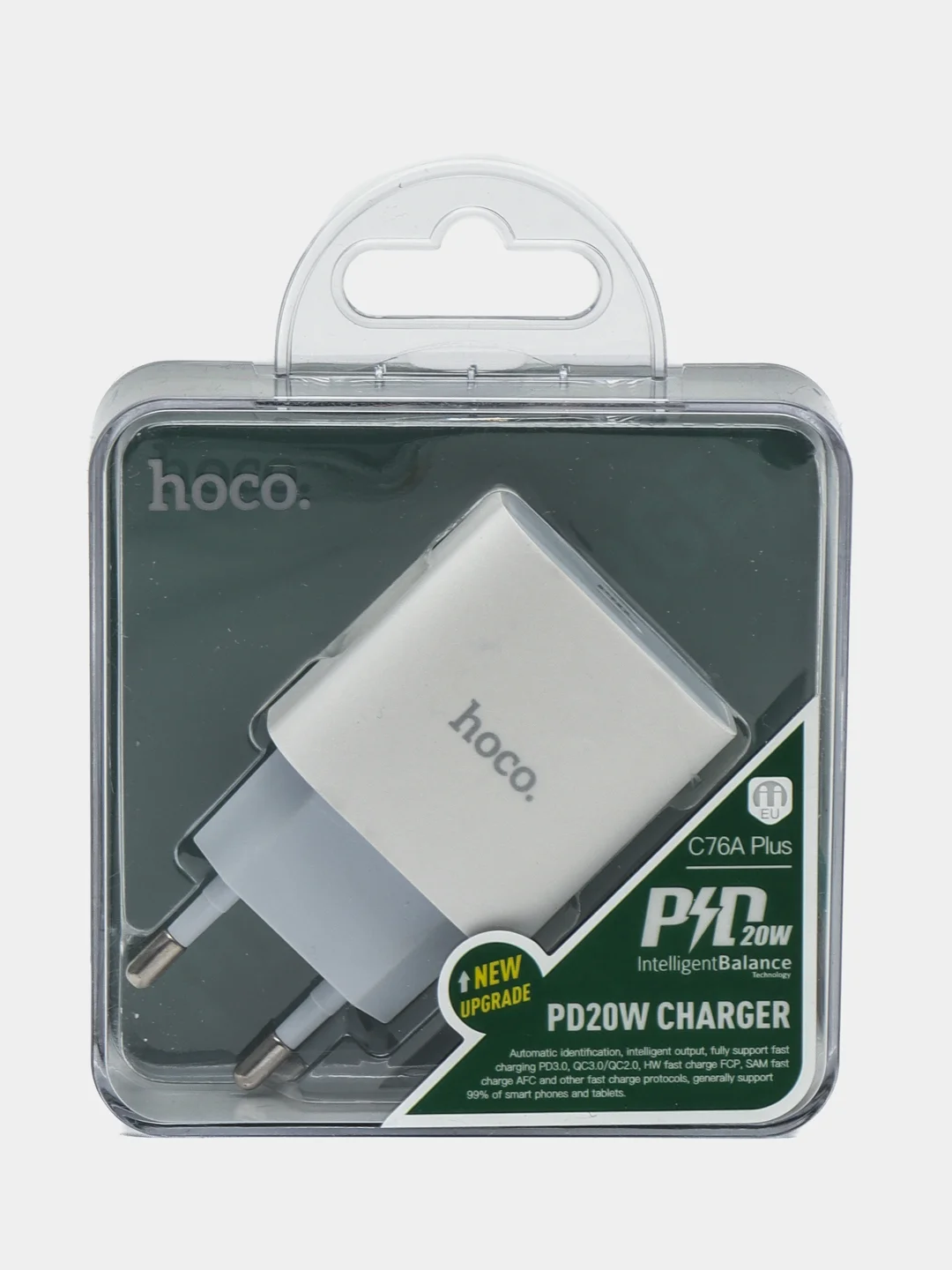 Белый сетевое зарядное устройство Hoco C76A, 20W, выход Type-C, быстрая зарядка