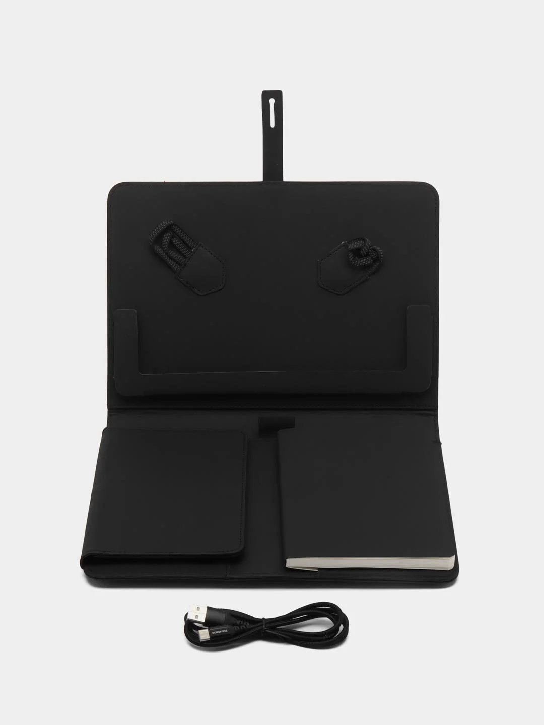Черный ежедневник PowerBank с беспроводной зарядкой / чехол подставка для планшете