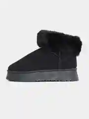 Черный угги женские на платформе, короткие, с мехом