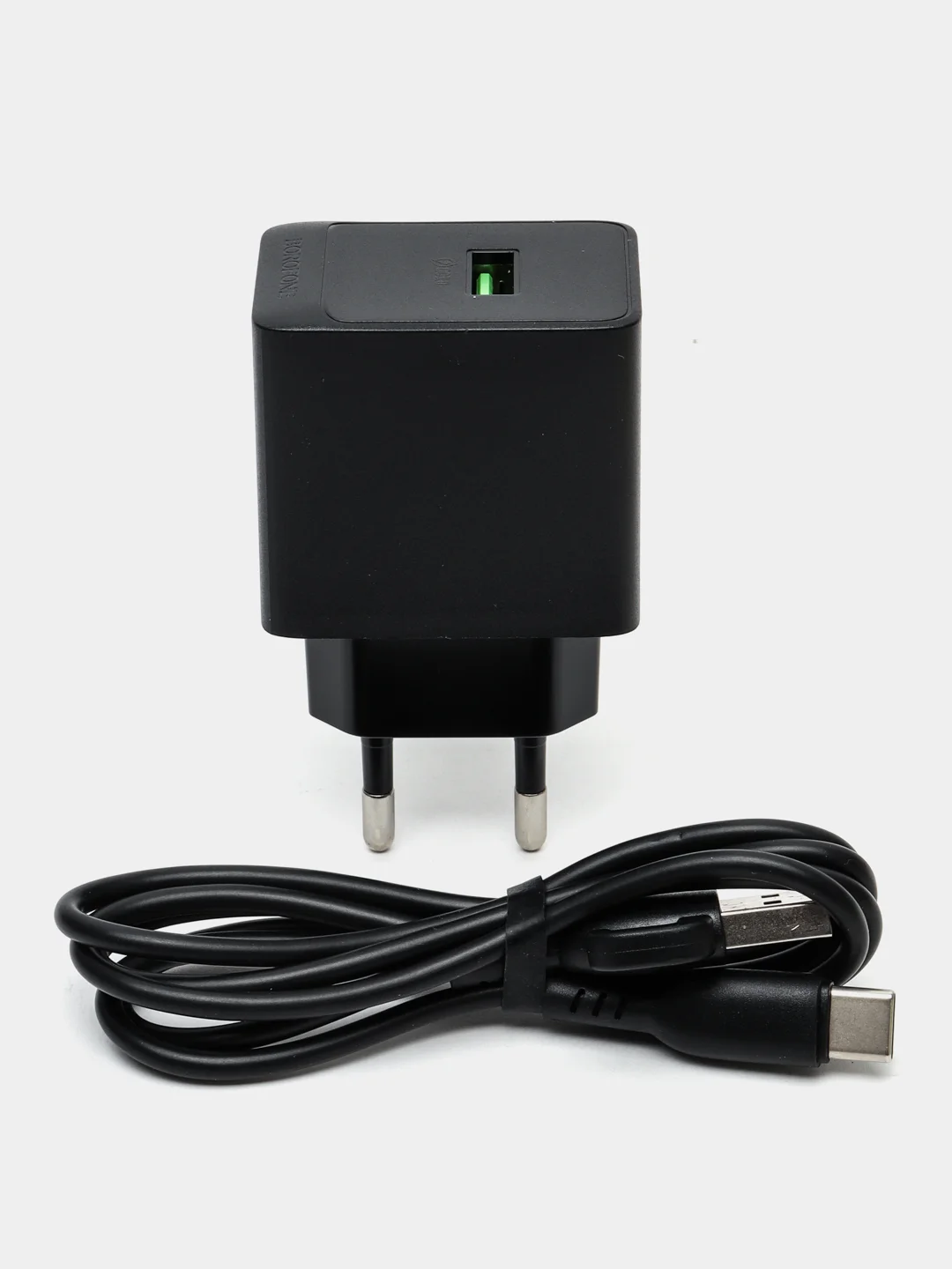Черный сетевое зарядное устройство Borofone BAS12A, с кабелем Type-C, Qualcom 3.0, 3A, 18W