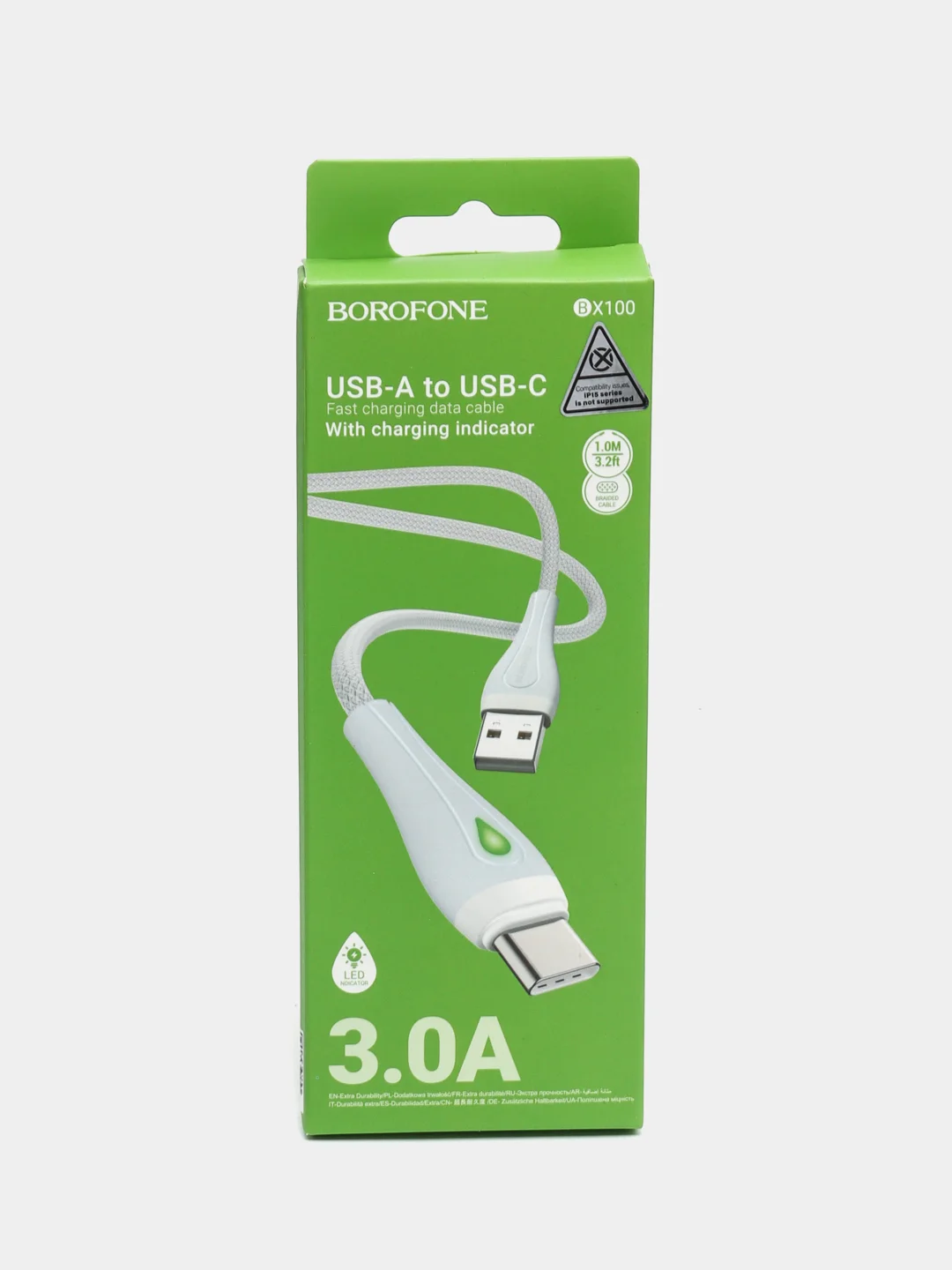 Белый usb-кабель для телефона BOROFONE BX25,100 Type-C быстрая зарядка 3A Samsung poco тайп си