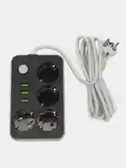 Хром сетевой фильтр-удлинитель, с USB разъёмами, 2 метра, с заземлением