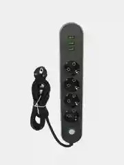 Черный сетевой фильтр-удлинитель, с USB разъёмами, 2 метра, с заземлением