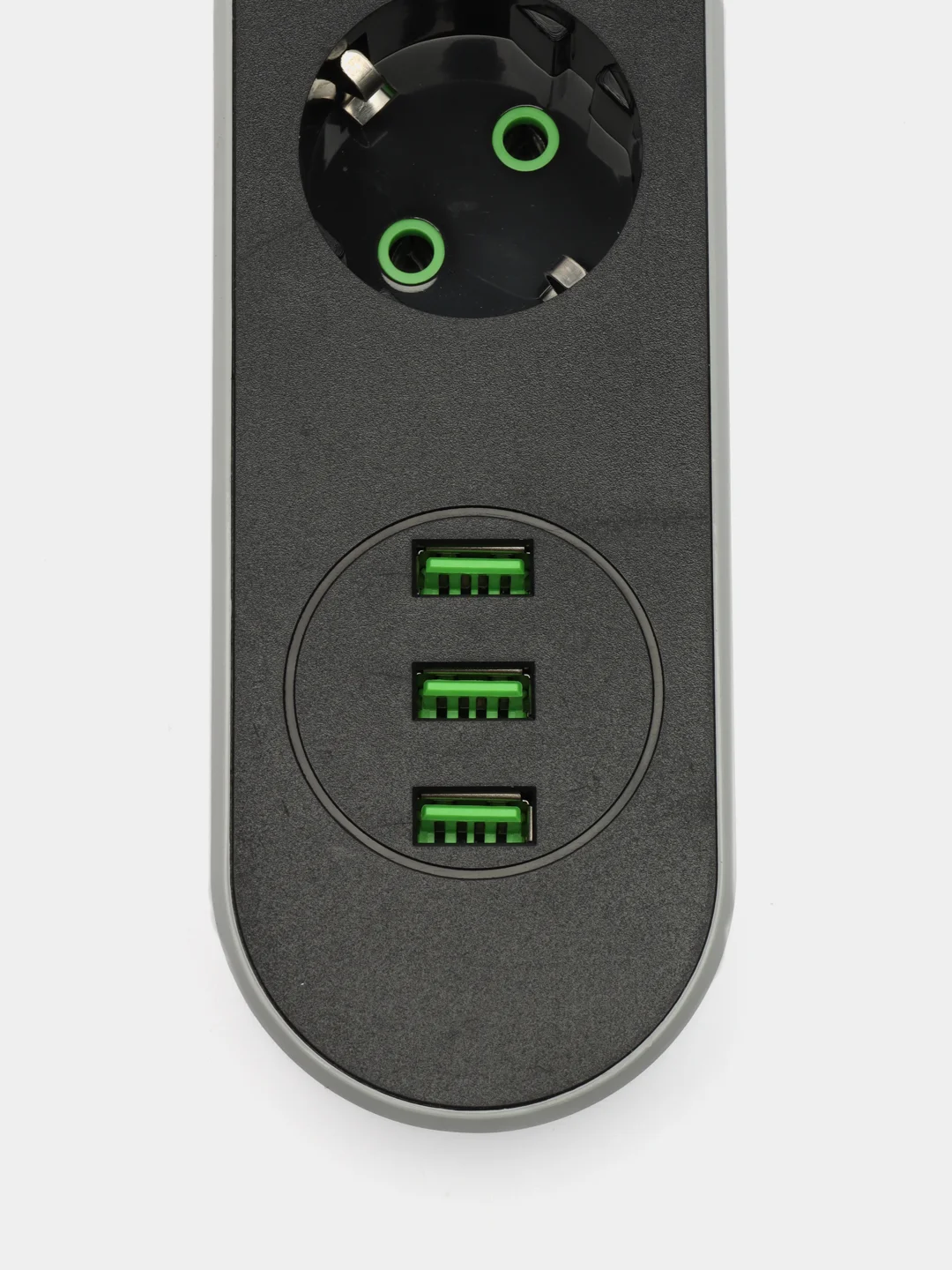 Черный сетевой фильтр-удлинитель, с USB разъёмами, 2 метра, с заземлением