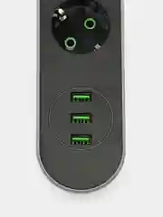 Черный сетевой фильтр-удлинитель, с USB разъёмами, 2 метра, с заземлением