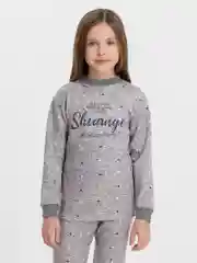 Серый детская пижама, пижама для девочки, пижама для мальчика, утепленная пижама