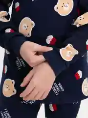 Черный детская пижама, пижама для девочки, пижама для мальчика, утепленная пижама