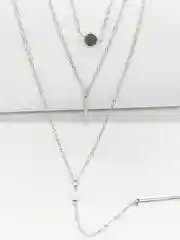 Серебряный тройная цепочка на шею, с подвесками, женская