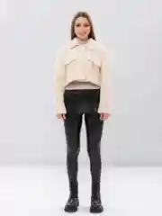 Кремовый куртка женская, укороченная