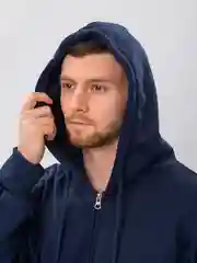 Темно-синий худи мужское, толстовка женская оверсайз утепленная кофта на молнии зип худи осень теплая