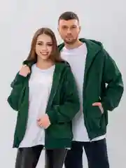 Зеленый худи мужское, толстовка женская оверсайз утепленная кофта на молнии зип худи осень теплая