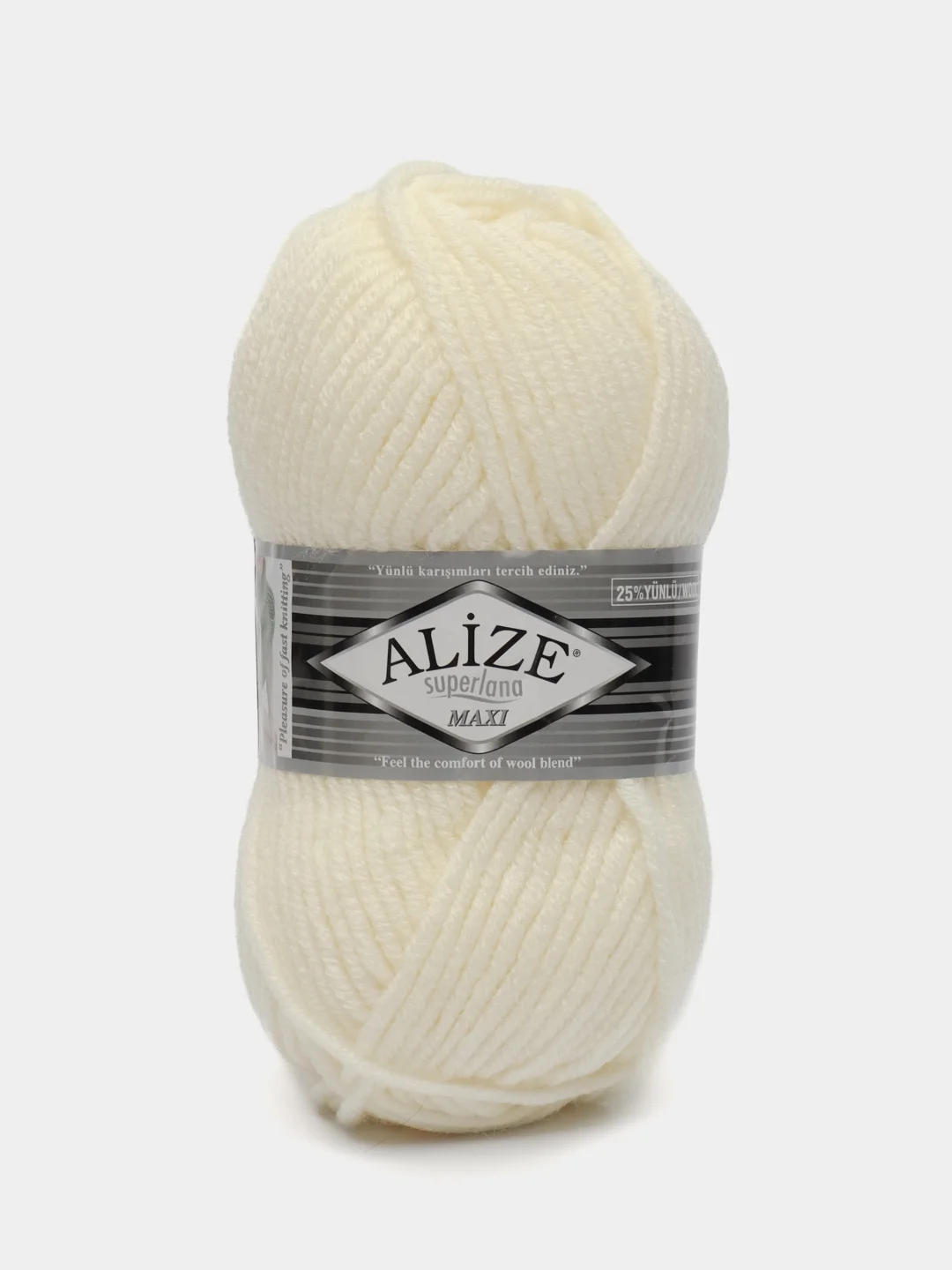 Молочный пряжа Alize Superlana Maxi, 100 г, 75% акрил, 25% шерсть