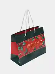 Белый подарочный новогодний пакет, бумажный, 23 х 18 х 10