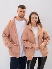 Коралловый худи мужское, толстовка женская оверсайз утепленная кофта на молнии зип худи осень теплая