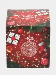 Бордовый подарочная коробка с новогодним принтом