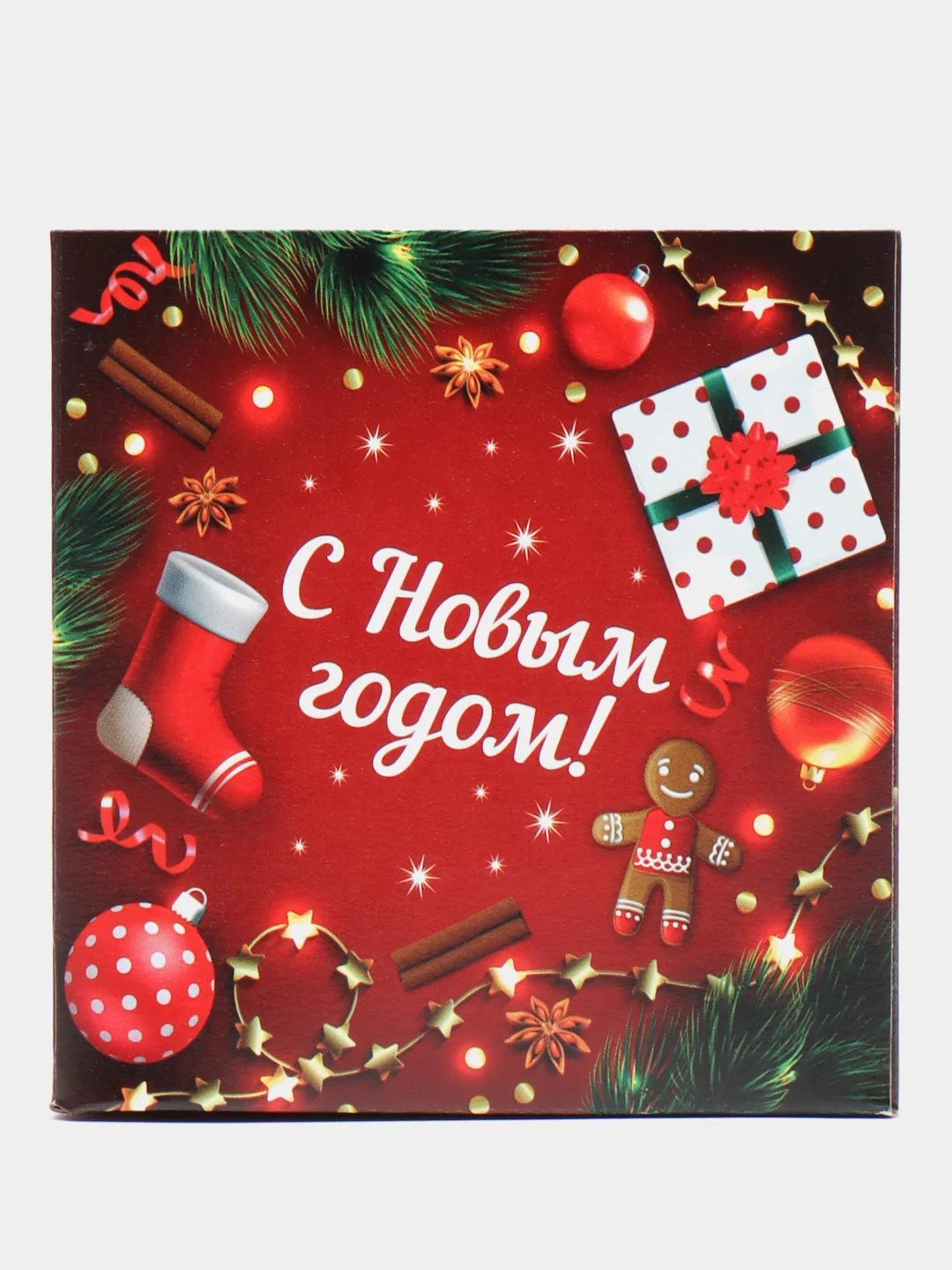 Бордовый подарочная коробка с новогодним принтом