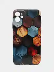 Багровый чехол на айфон 11, Абстракция, Линии, Грани, 6 принтов, чехол на iPhone 11