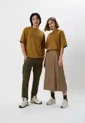 Коричневый футболка Uniqlo U AIRism с хлопком