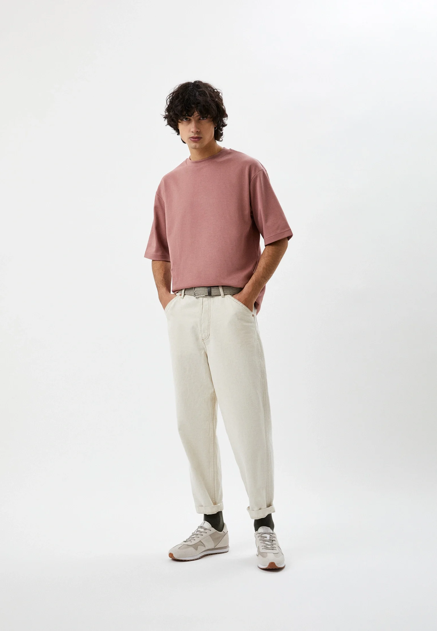 Тёмно-розовый футболка Uniqlo U AIRism с хлопком