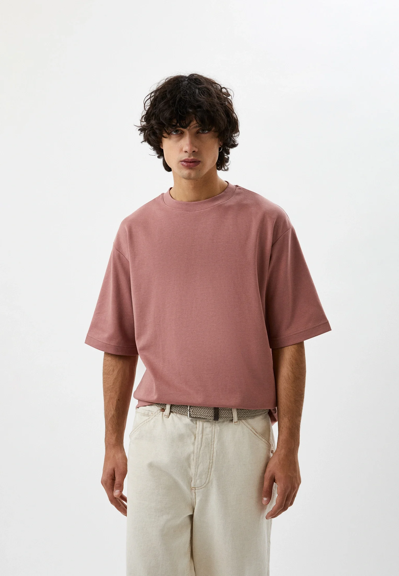 Тёмно-розовый футболка Uniqlo U AIRism с хлопком