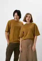 Коричневый футболка Uniqlo U AIRism с хлопком